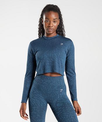 Gymshark Adapt Animal Seamless Ženske Dugi Rukav Tamnoplave | HR 3525WNB